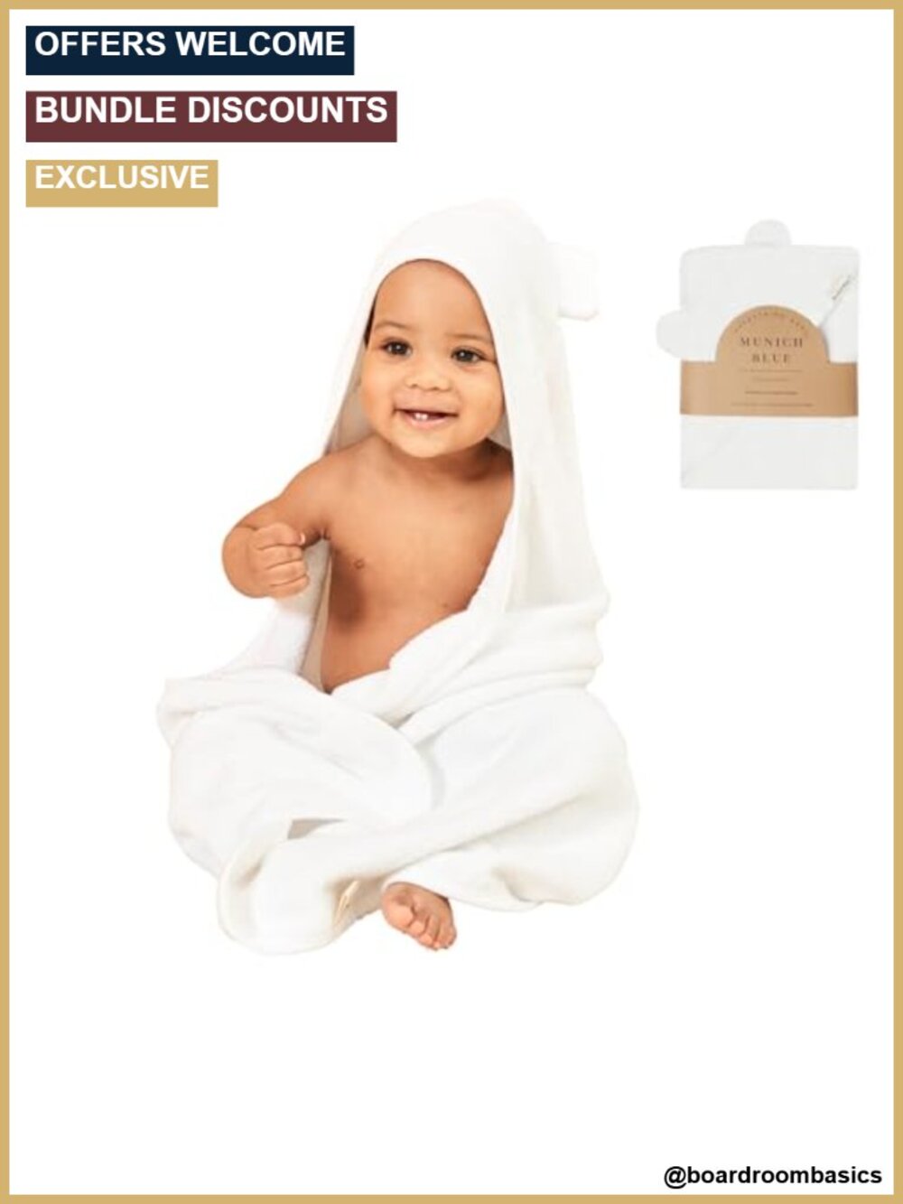 Hooded Baby Bath Towel Bear Ears Soft Bamboo Cotton 35x35